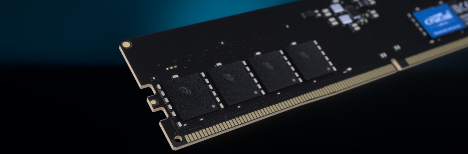 Angled Crucial DDR5 Desktop Memory - blue background